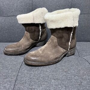 Sesto Meucci Boot Women US 7 1/2 EU 39 1/2 Brown Leather Fur Western Cowgirl